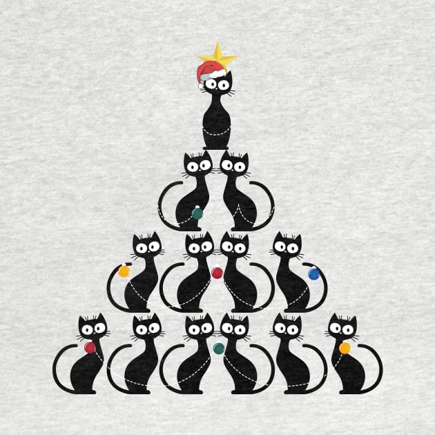 Christmas Black Cat Christmas Tree by Skylane
